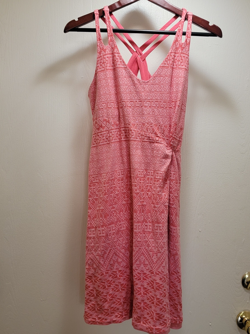 Athleta Pink Patterned Strappy Midi Dress